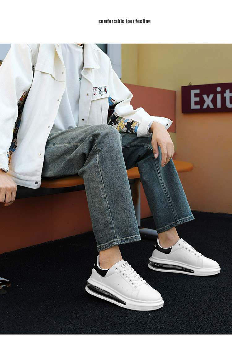 2025 Fashion new small white shoes men's air cushion low-top board shoes increase leisure sports shoes extra size 39-46