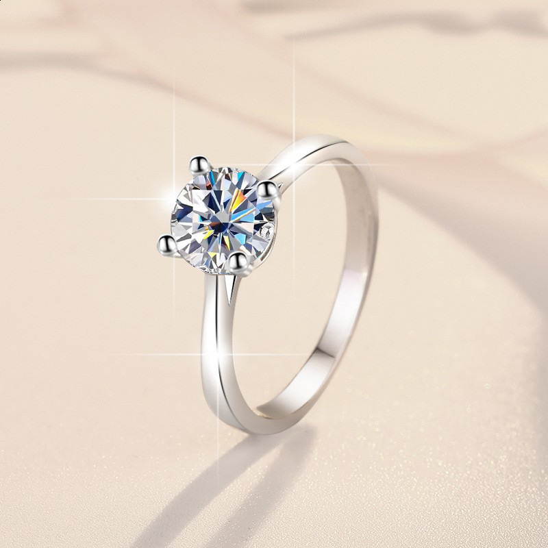 Solid silver S925 Zhou Family Four Claw Classic Style 3-carat Hot Selling Simple GRA Diamond Ring