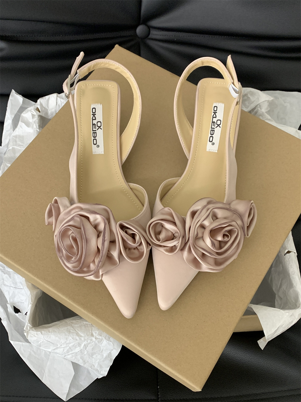 2025 new spring and summer pointy flower sandal fairy shoes socialite party shoes all dress shoes
