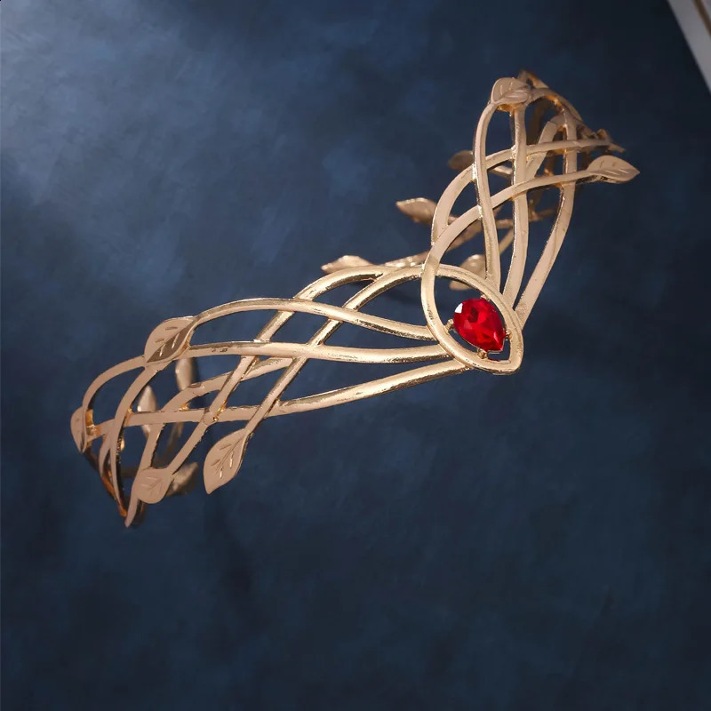 Goddess Cosplay Forehead Round Elves Crowns Tiara Women Man Vintage Leaf Headband Bridal Hair Accessories Crown Wedding Headwear 250107