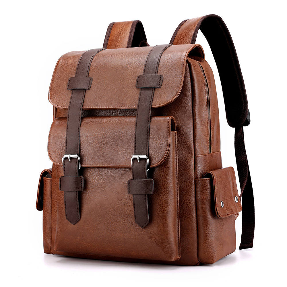 Bag Large Capacity For Men's Korean Travel Computer Backpack, Fashionable And Trendy Soft Leather Business Backpack