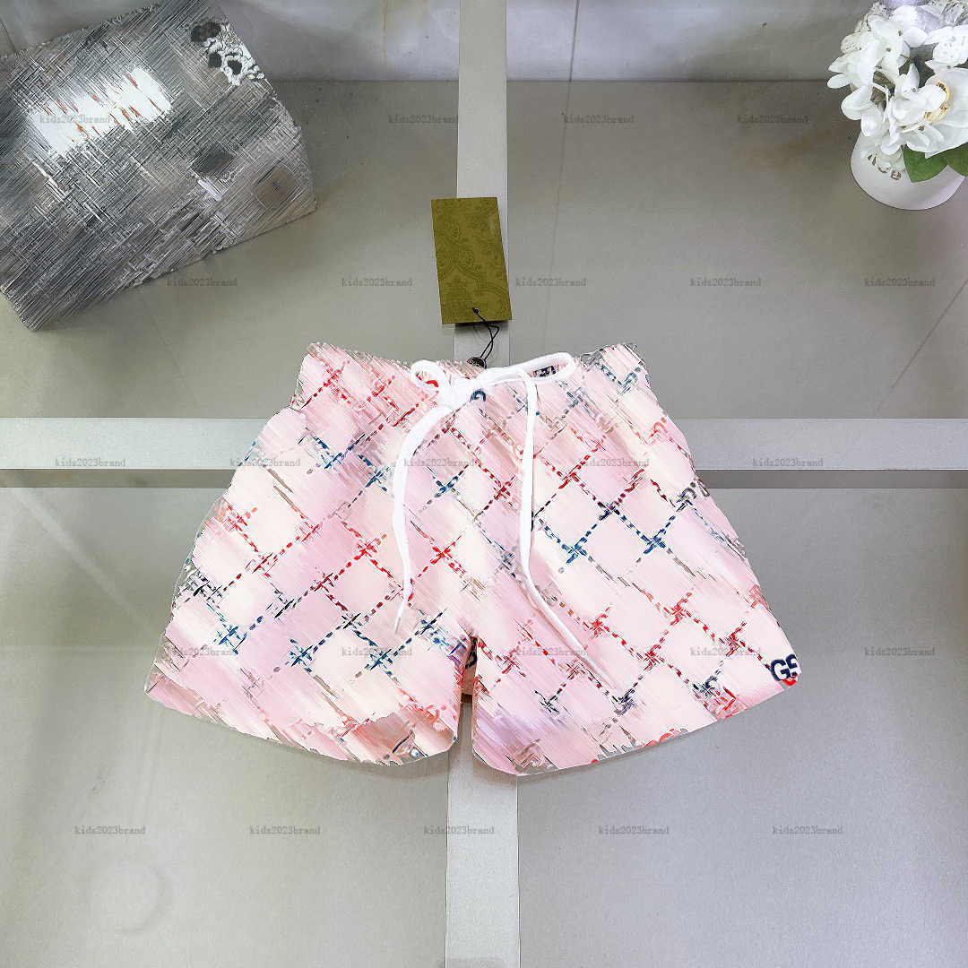 brown color kids designer shorts summer swim shorts brand boys beach short pants grid inside children swimming pants logo printing short trousers