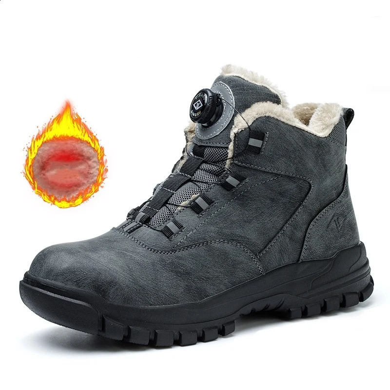 WOUDHONY Work Shoes Men Anti-smashing Anti-puncture Safety Shoes Rotating Buttons Autumn Winter Protective Work Safety Boots 250120