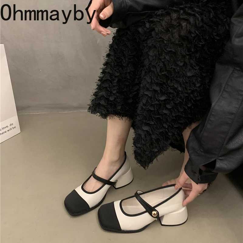 Designer Square Toe Women Mary Jane Shoes Fashion Shallow Mix Colors 2025 Spring Square Heels Party Dress ShoesC250117