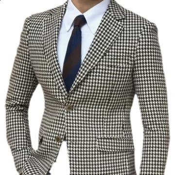 Qianniao plaid mens one-piece suit jacket with 2 side slits slim fit casual mens fashionable jacket 240824
