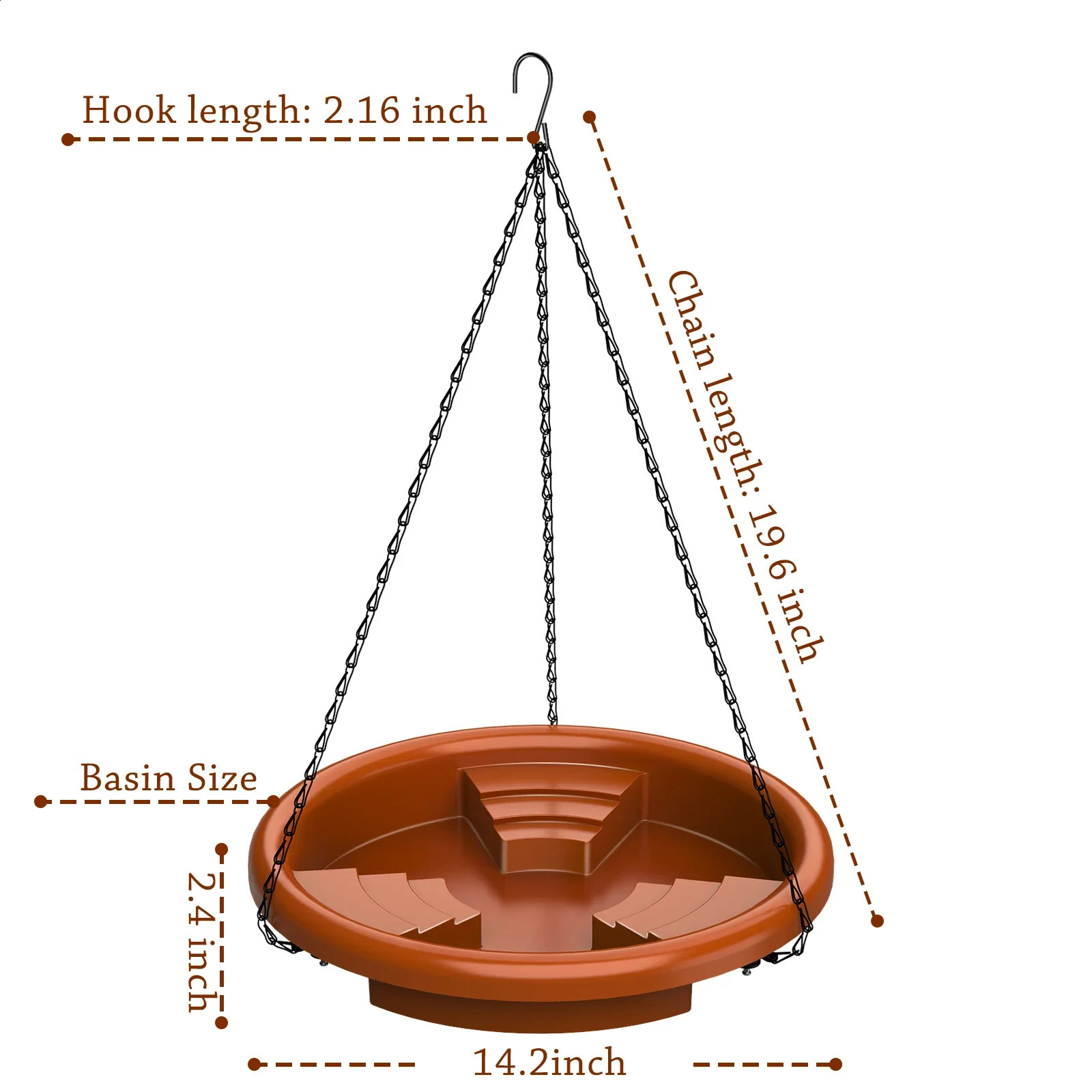 Hanging Bird Feeder Garden with Hook Chain Outdoor Drinking Bird Feeder Tray Platform Hanging Bird Bathtub Bird Raising Tool 250121