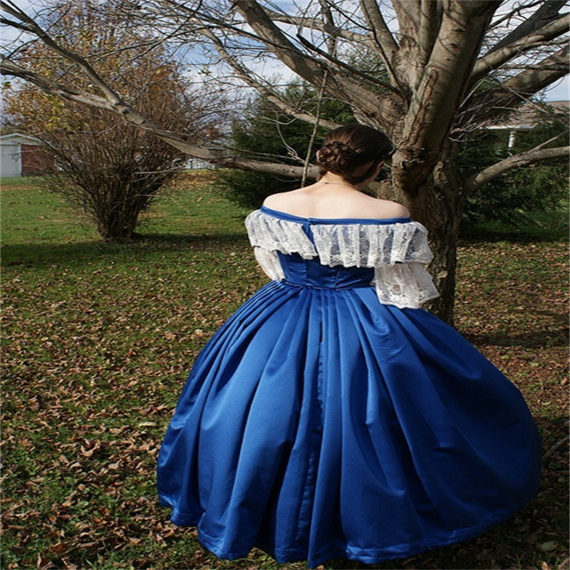 Old Fashion 1890s Royal Blue Prom Dress Civil War Lace Victoria Costume Masquerade Evening Dresses 2025 Birthday Obsessed Party Gown Vestio De Nochec 