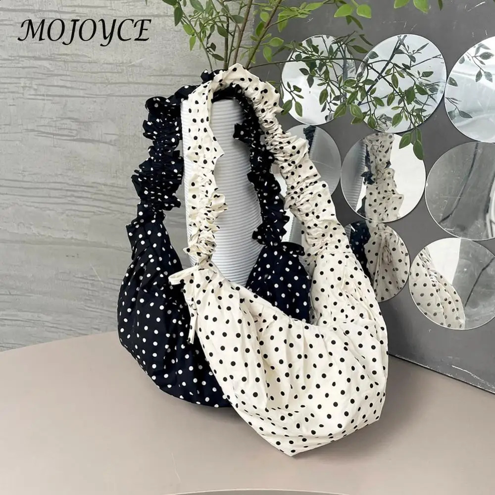 Women Retro Polka Dot Large Capacity Shoulder Bag Versatile Tote for Fashionable Outdoor Travel and Daily Use 250206