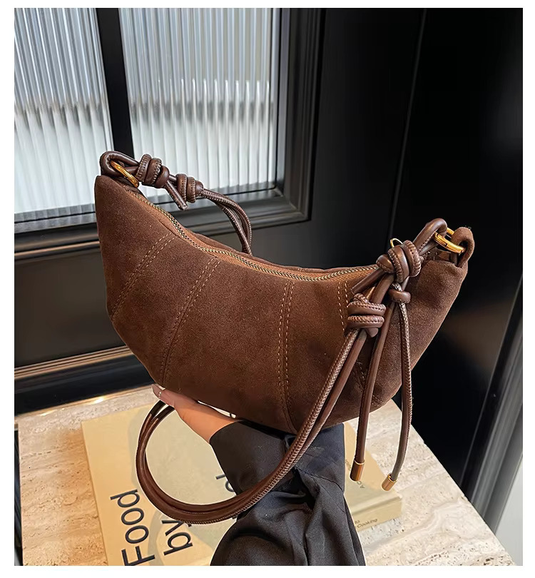 Veet Material Zipper High Quality Shoulder Solid Color Simple Fashionable Crossbody Bag Soft Western Style Handbag PU Cartoon
