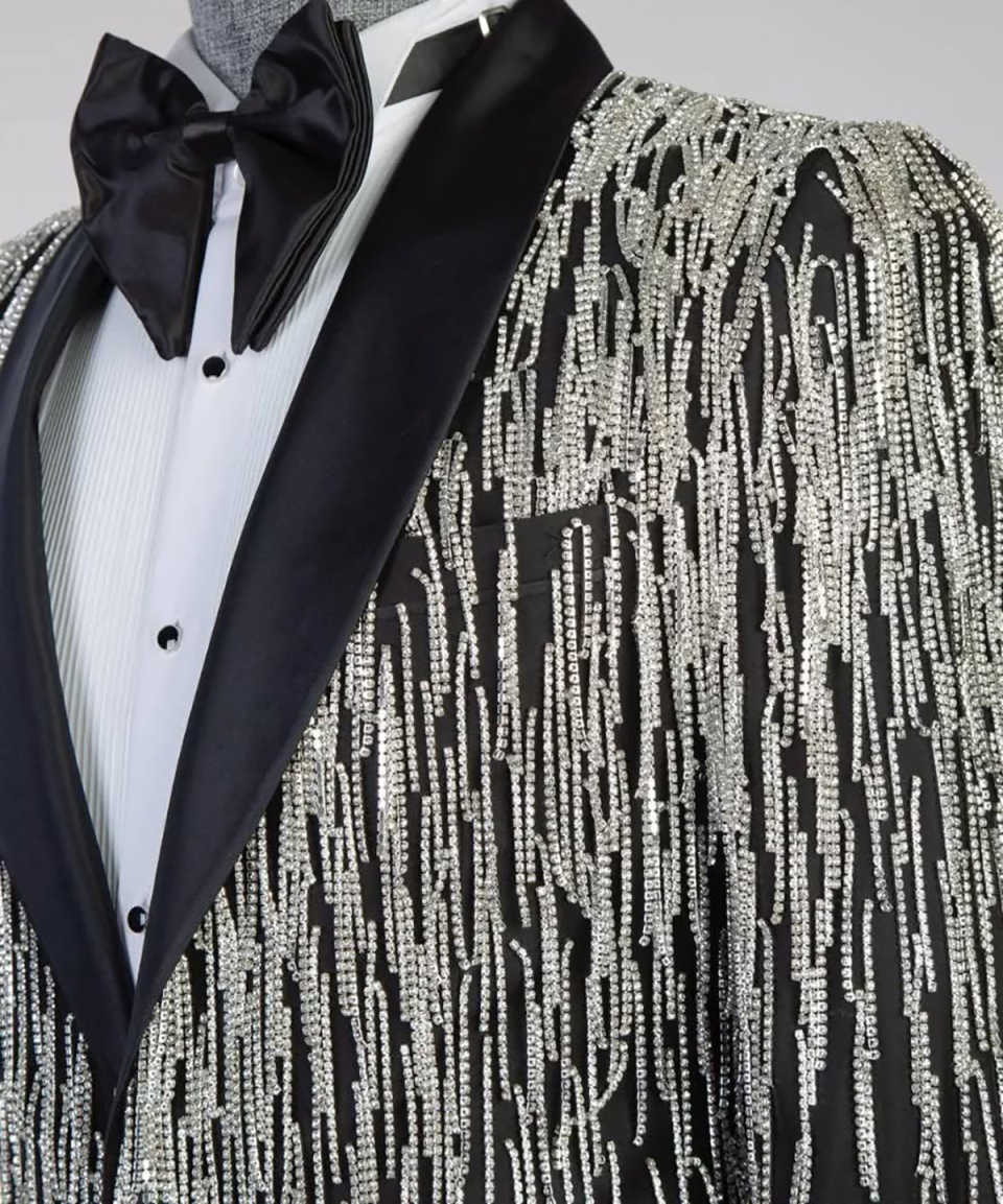 Amazing Wedding Tuxedos Beading One Button Men Suit Shawl Lapel 1 Piece Set Jacket Celebrate Groom Blazers Customized
