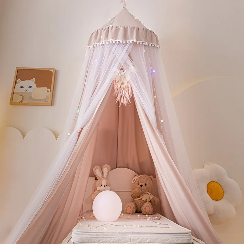 Dome bed curtain childrens indoor light-proof bed curtain windproof bedside ceiling blackout double-layer mosquito net curtain 250206