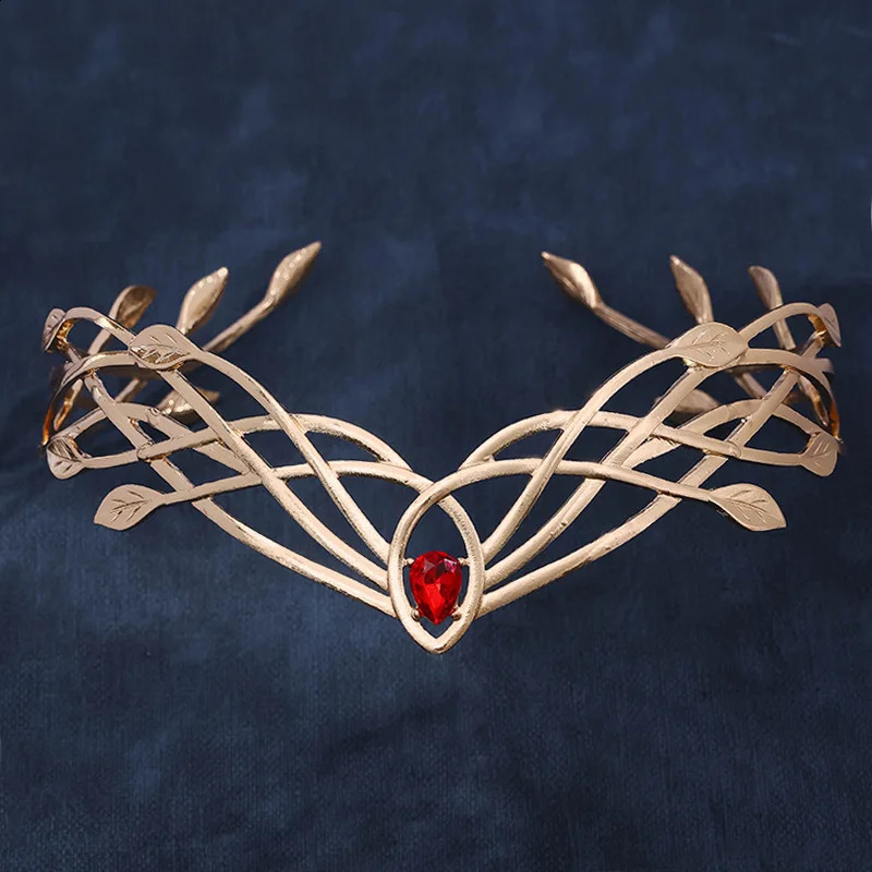 Goddess Cosplay Forehead Round Elves Crowns Tiara Women Man Vintage Leaf Headband Bridal Hair Accessories Crown Wedding Headwear 250107