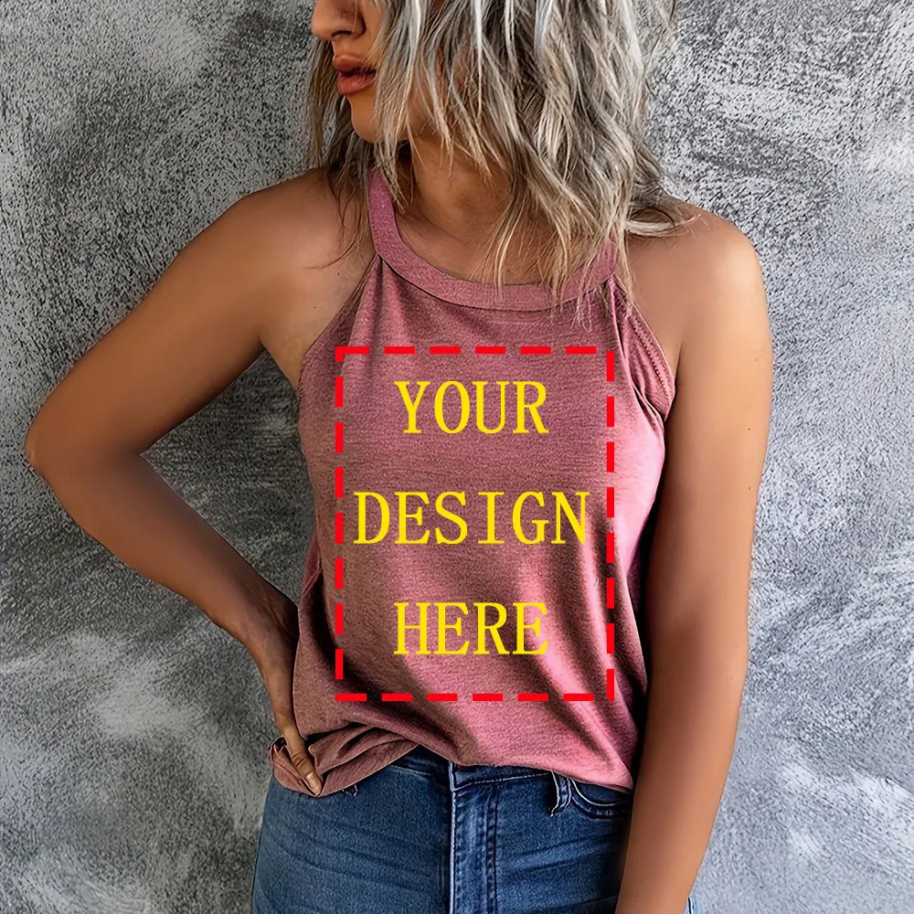 Customized Print Leisure Vest T shirts Sleeveless Women DIY Your Like Po or Tops Tshirt Casual Fashion Camisole Vest 250206