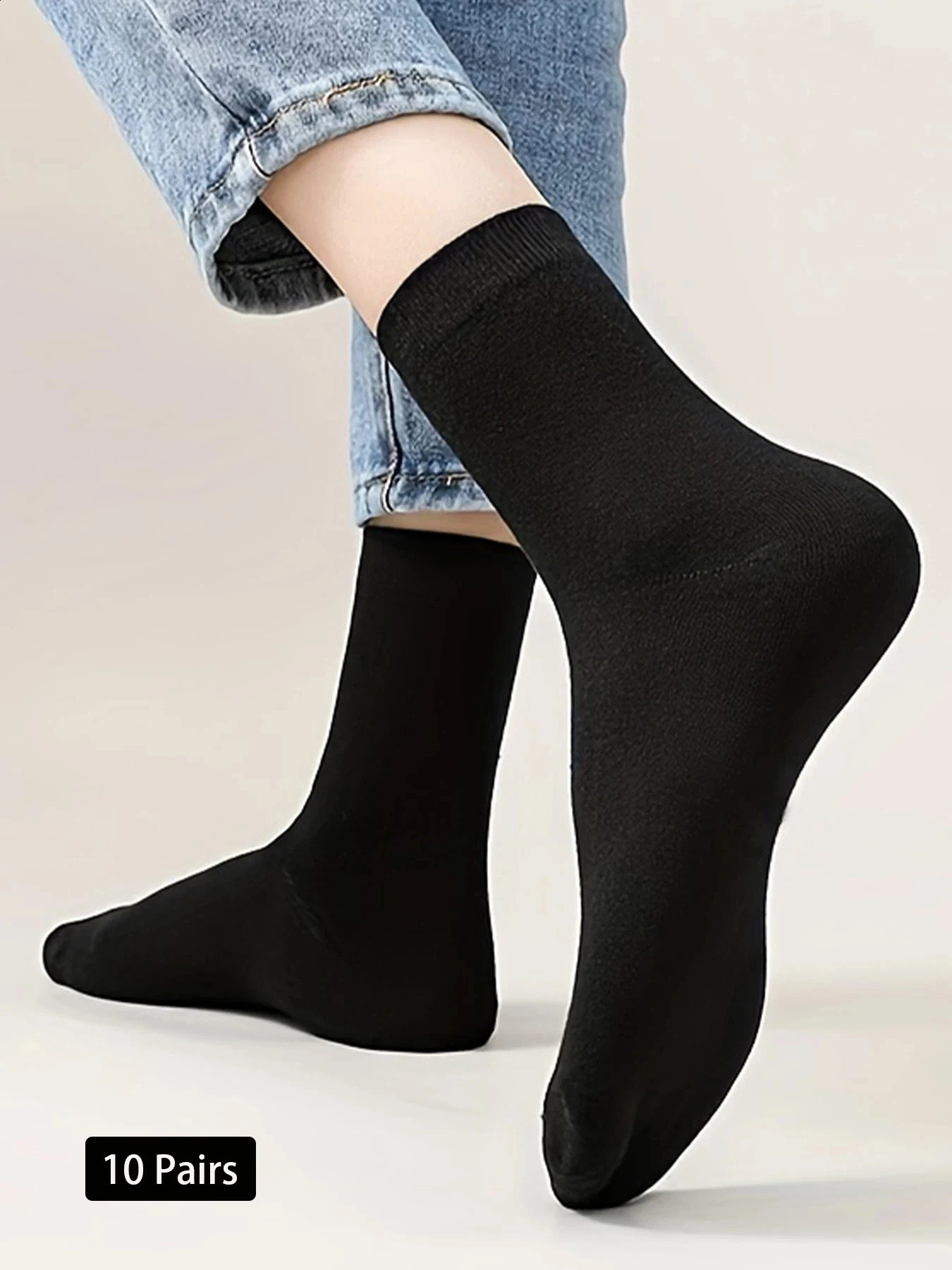 10 pairs of classic black and white womens socks spring and summer solid color thin medium womens socks 250121