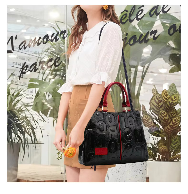 Aidrani 2024 Genuine leather New High Quality Cowhide Women's Handbag Fashion Letter Printed Large Bag