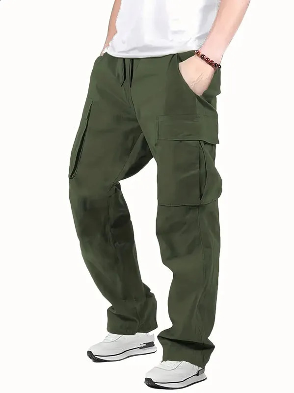 Mens Casual Jogger Pants Relaxed Fit Cargo Drawstring Sweatpants Hiking Outdoor Twill Sport 250110