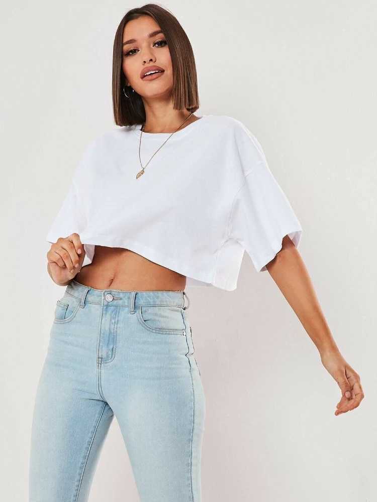 Cotton Women Short Sleeve Dance Running Clothes Yoga Fitness Crop Top Navel Baring New Sport T-shirt Loose Gym Workout ShirtsT250206