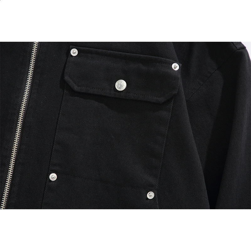 Autumn Mens Black Denim Jackets Hip Hop Revit Zipper Jeans Coat Cotton Casual Quality Male Clothing 250206