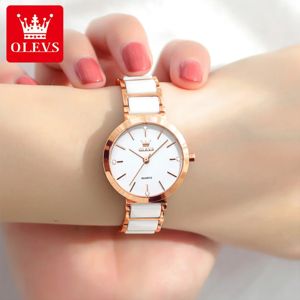 OLEVS Women Watches Ceramic Tape Japanese Movement Quartz Watch for Lady Gift Bracelet Fashion Versatile Exquisite 250121