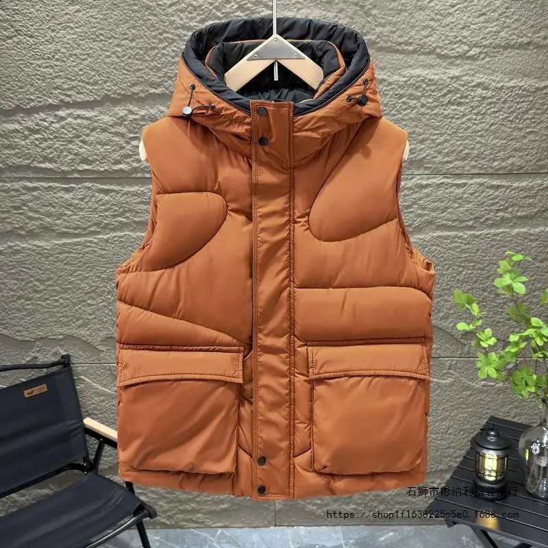 Mens Vest Autumn Warm Sleeveless Jackets Male Winter Casual Waistcoat Vest Plus Size Zipper Pocket Coat Homme Clothing 250206