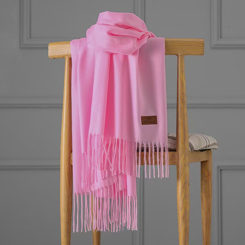 T133 cashmere scarf women's solid color long shawl dual-purpose winter all-match