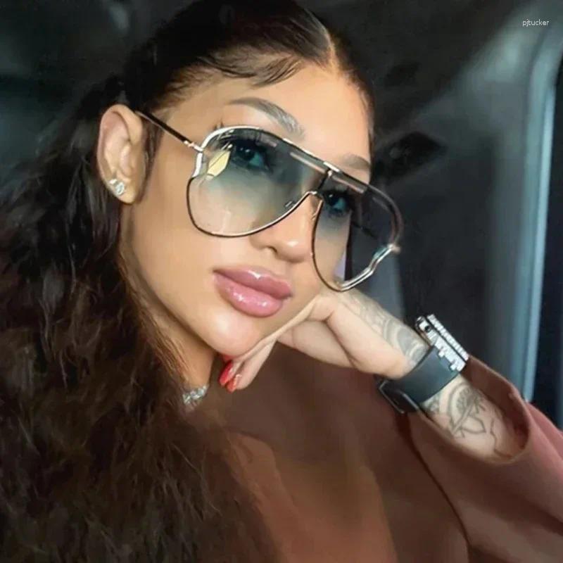 Sunglasses Oversized Hollow One-Piece Women Big Frame 2025 Luxury Brand Special-Shaped Sun Glasses For Ladies Eyewear Shades