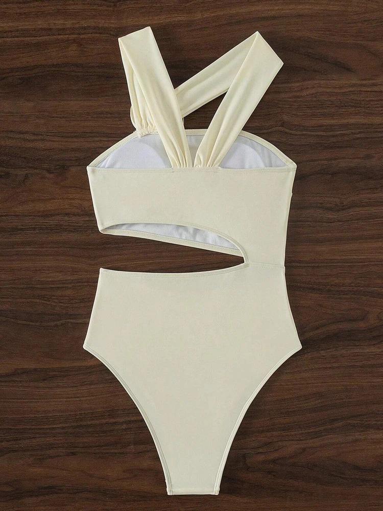 Vigoashely Solid Oneshoulder Swimwear Women Sexy Push UP Hollow One Piece Swimsuit Monokini Summer Beach Lady Bathing Suit 250120