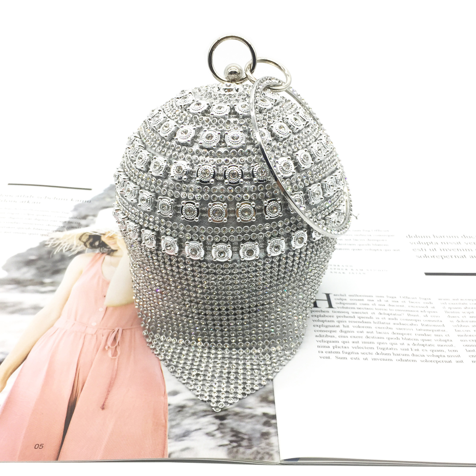 Clutch Ball Dinner Metal Handmade Evening With Diamond Small Round Bag