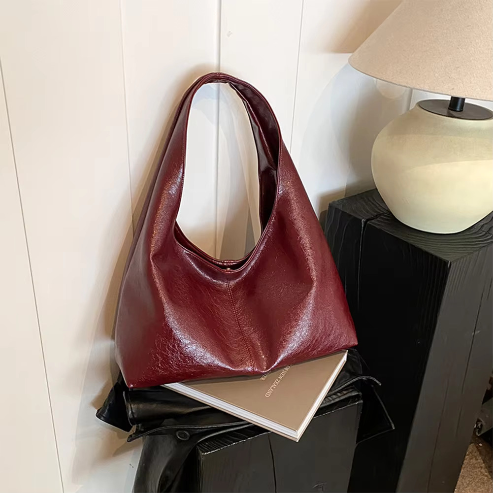 Red Handbag Purse For Women PU Leather Shoulder Vintage Women's Trendy Hobo Bags Y2k Girls Female Causal Commuter Bag PU Cartoon