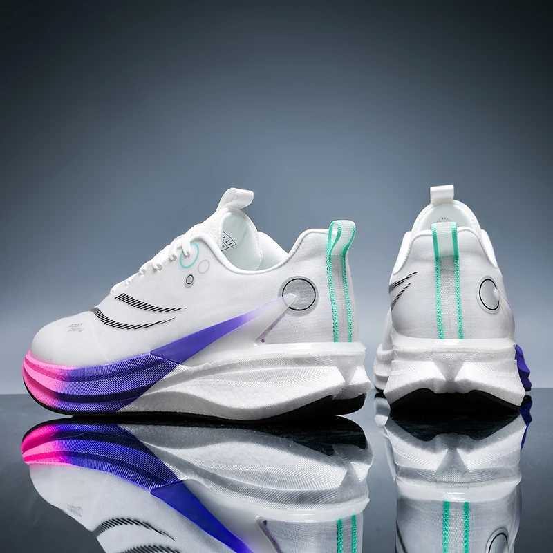 Speciality Carbon Plate Sports Running Shoes Marathon Air Cushion Men Breathable Lightweight Women Comfortable Nonskid SneakersC250206