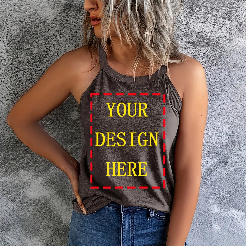 Customized Print Leisure Vest T shirts Sleeveless Women DIY Your Like Po or Tops Tshirt Casual Fashion Camisole Vest 250206