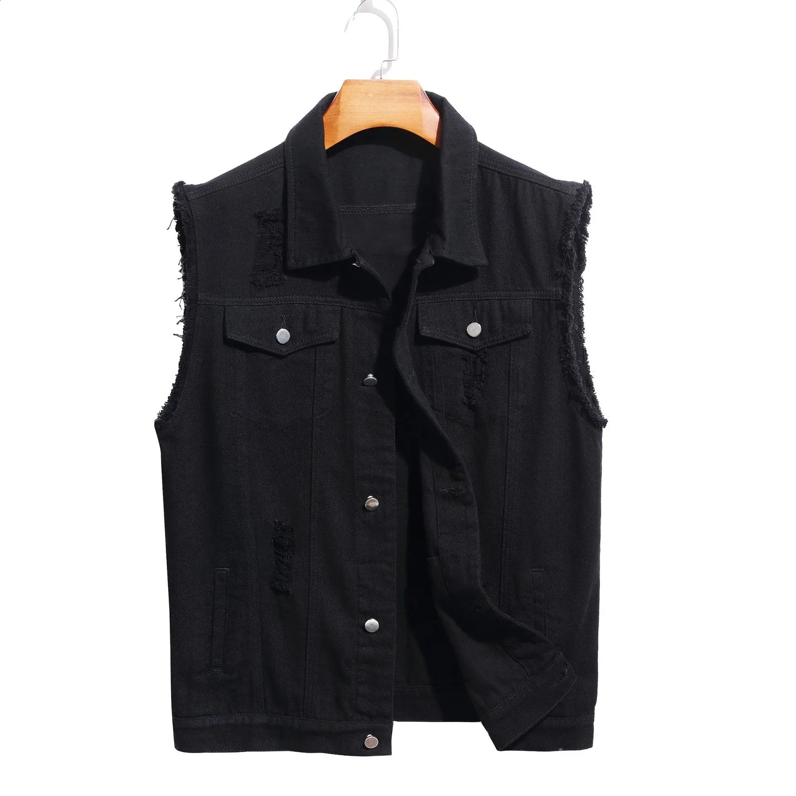 Spring Autumn Denim Vest Men Unisex Sleeveless Jackets Y2k Coats High Street Tops Hip Hop Solid Red Black Clothing Classic Vest 250206