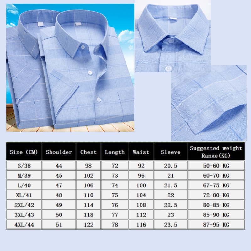 Thin Fashion Casual Shirts 9 Color Summer Short Sleeve Shirt Men's Slim Young Plaid Shirt Tops Overshirt XXXXL Blouse