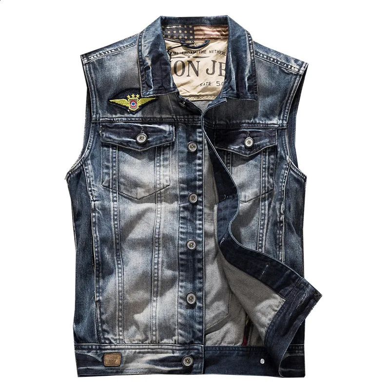 Men Motorcycle Denim Vests Jackets Fashion Male Slim Fit Denim Coats Vests Punk Style Multiple Pockets Jeans Vest Size 6XL 250206