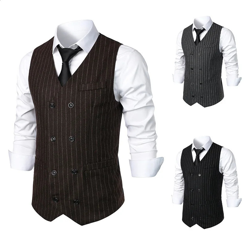 Spring and Autumn Mens Suit Vest Casual British Style Fashion Retro Suit Vest Instagram Trend 250206