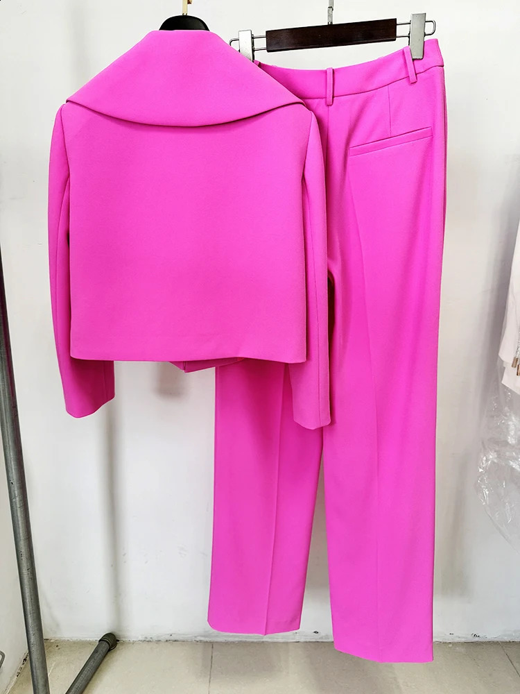 HIGH STREET est Suit Set Womens Cropped Blazer Jacket Pants Suit 2pcs 250206
