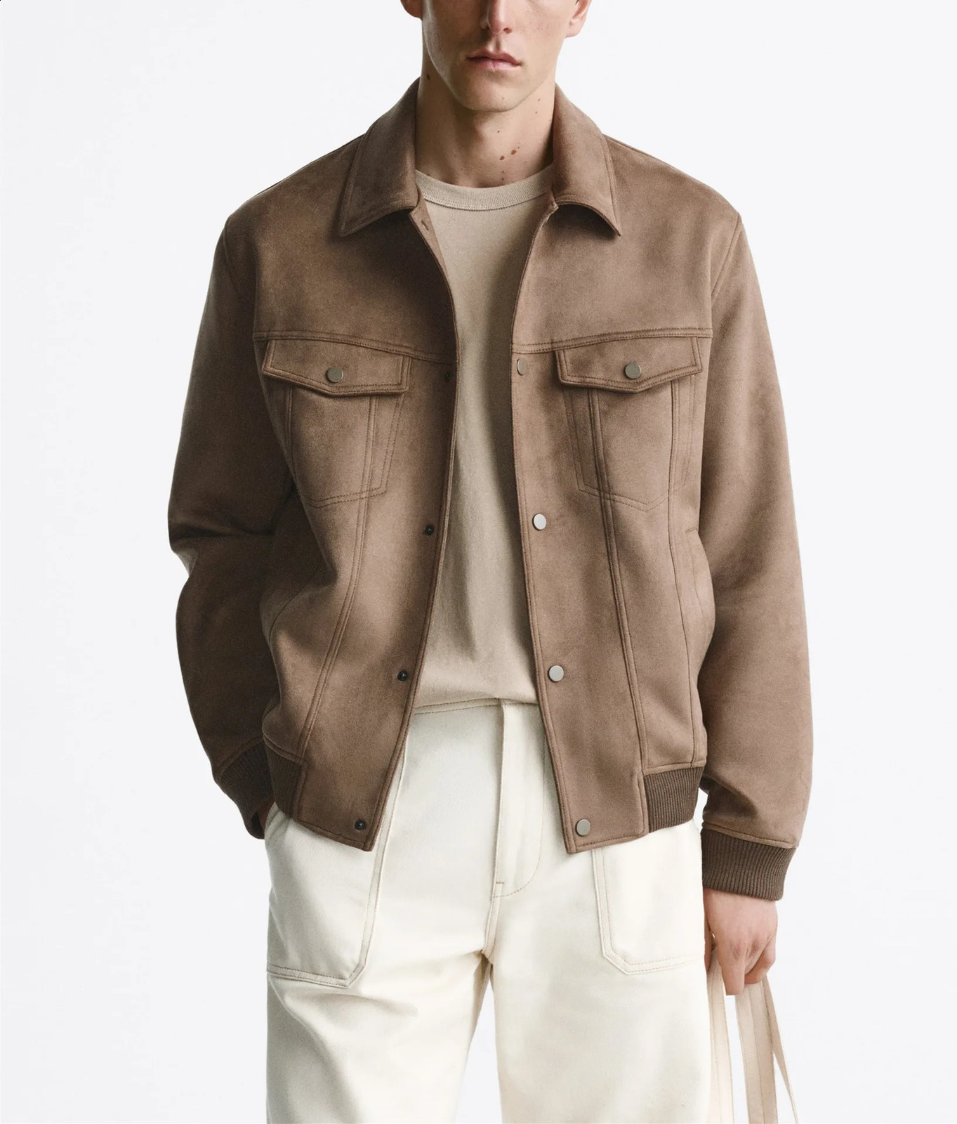 Spring and Autumn Vintage Suede Lapel Tooling Jacket Mens Jacket 250206