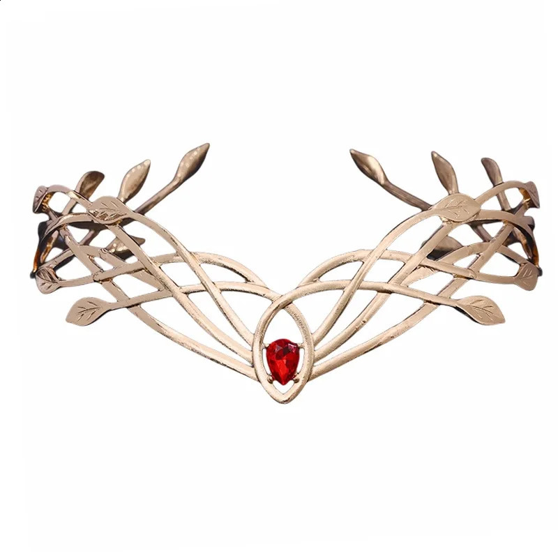 Goddess Cosplay Forehead Round Elves Crowns Tiara Women Man Vintage Leaf Headband Bridal Hair Accessories Crown Wedding Headwear 250107