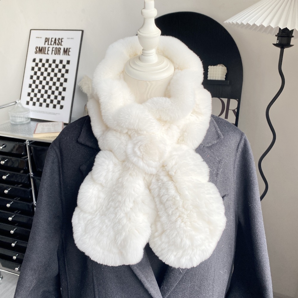 Korean version of otter rabbit fur scarf womens autumn and winter thick and versatile warm plush fur scarf double-sided woven fur collar241018