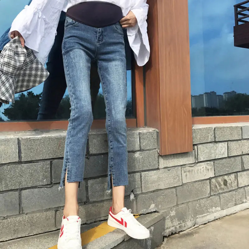 Sky Blue Maternity Pants Pregnancy Clothes Denim Jeans Leggings for Pregnant Women Clothes Nursing Trousers Capris M-2XL 250206