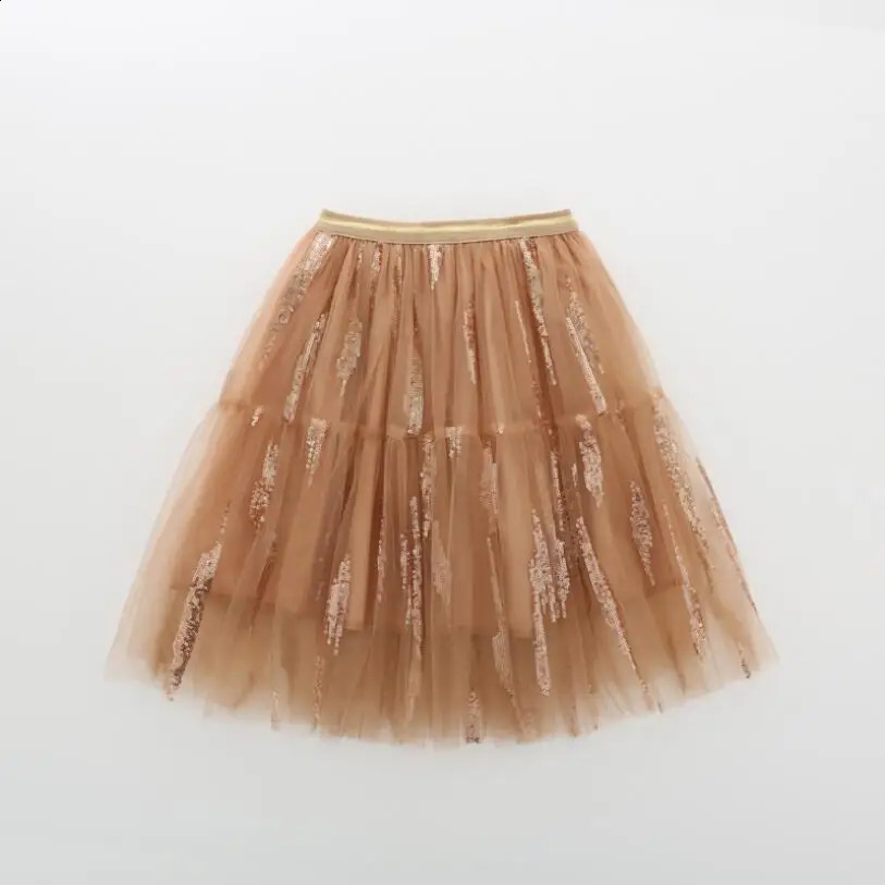 High Quality Sequined Tulle Girls Tutu Skirt Baby Shiny Wedding Girls Dance Skirts Child Skirts Girl Fluffy Long Pettiskirt 250206
