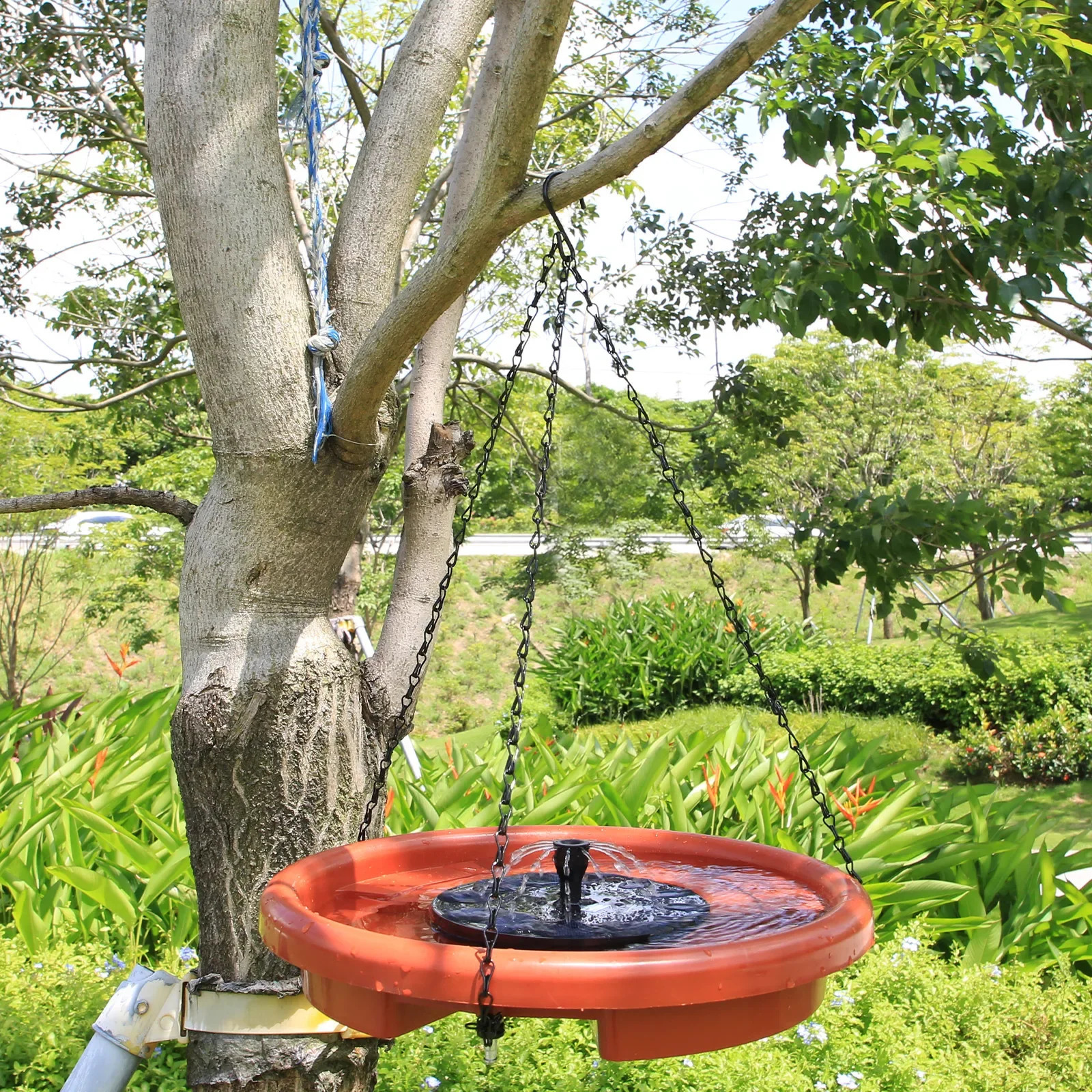 Hanging Bird Feeder Garden with Hook Chain Outdoor Drinking Bird Feeder Tray Platform Hanging Bird Bathtub Bird Raising Tool 250121