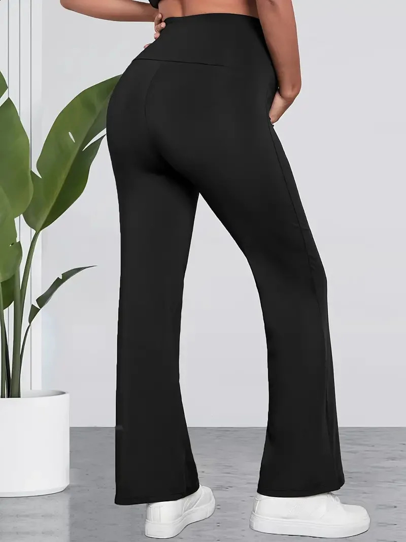Black Womens Maternity Flared Pants Fashion Solid High Waist Belly Support Fitness Trousers For Pregnant Women All Match Pants 250206