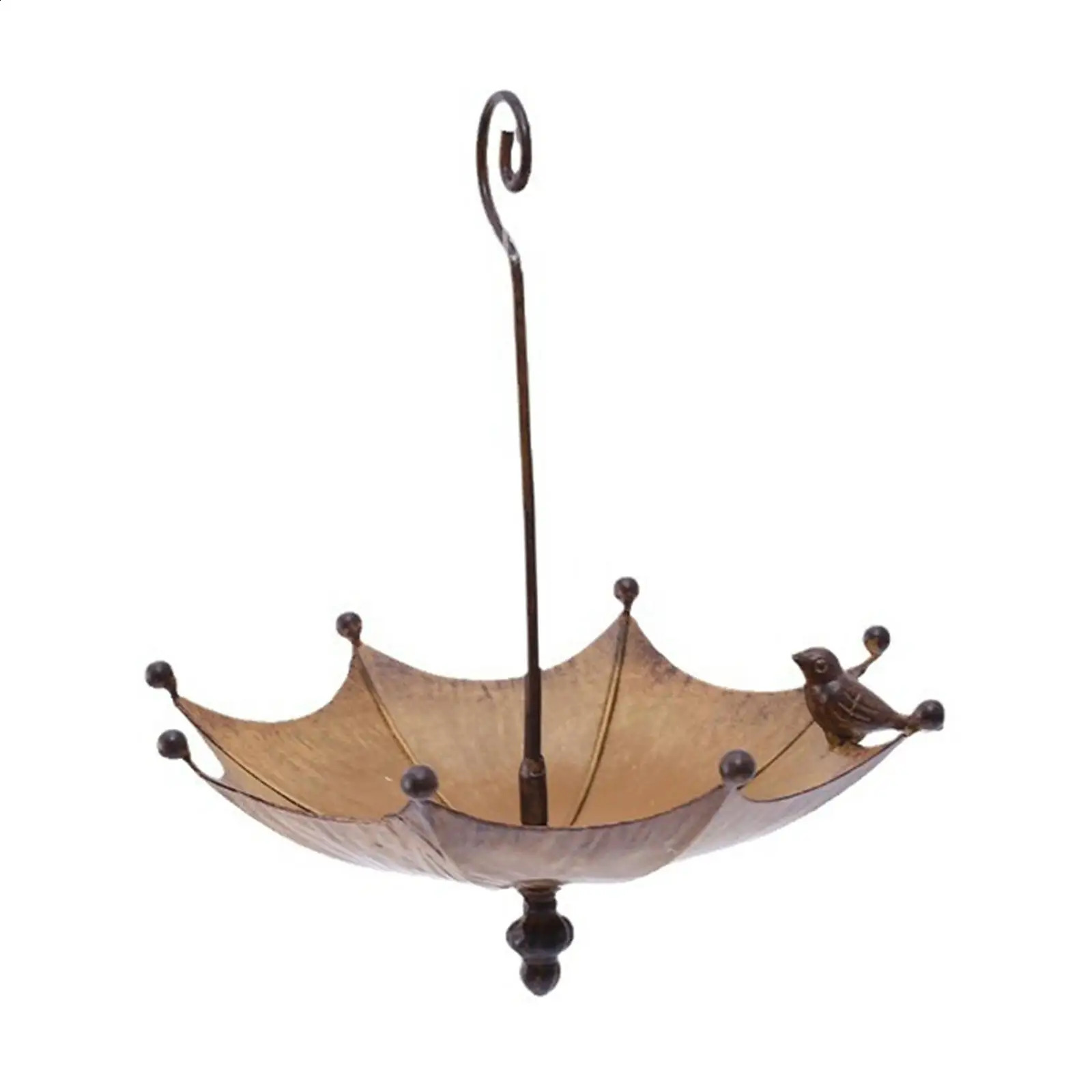 Umbrella Bird Feeder Hanging Water Tray Bird Bath Bird Food Bowl Iron Garden Decoration for Outdoor Lawn Yard Courtyard Porch 250121