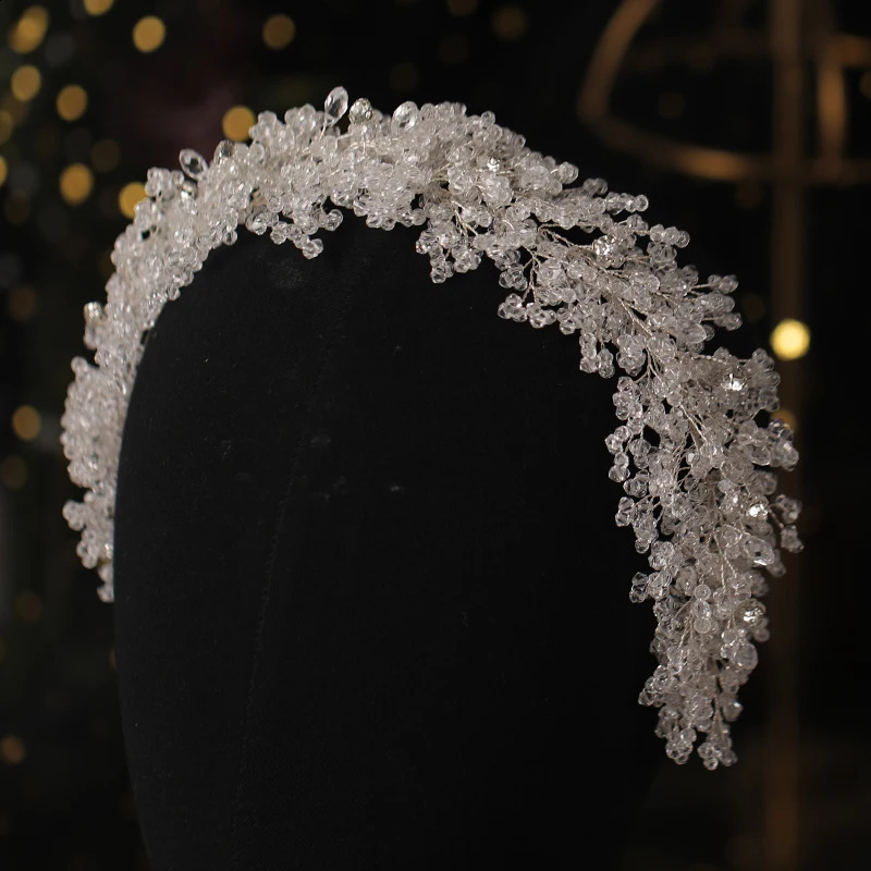 Crystal Crystal Crystal Crystal Banda Fatta A Mano Shinny Rhinestones Tiara Crown Copeli Per Capelli Bridal Capello Fare Famba Canda 250107-image