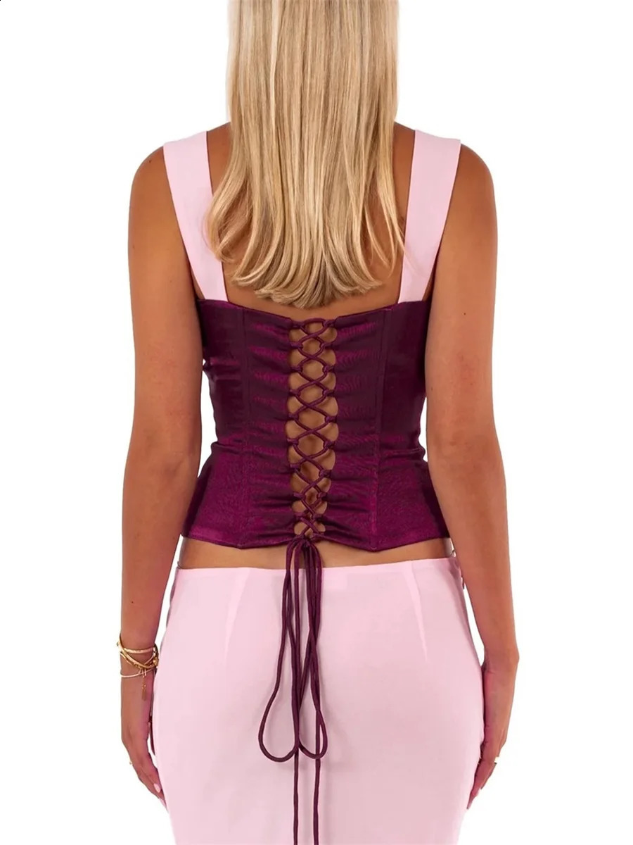 Women s Sleeveless Halter Neck Tank Tops with Lace Trim Detail and Adjustable Straps for Summer Beach Party Wear 250206