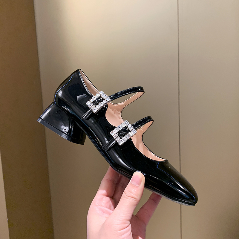 Women Dress Shoes High Heel Diamond Design Shining Versatile Triple Black Free shipping