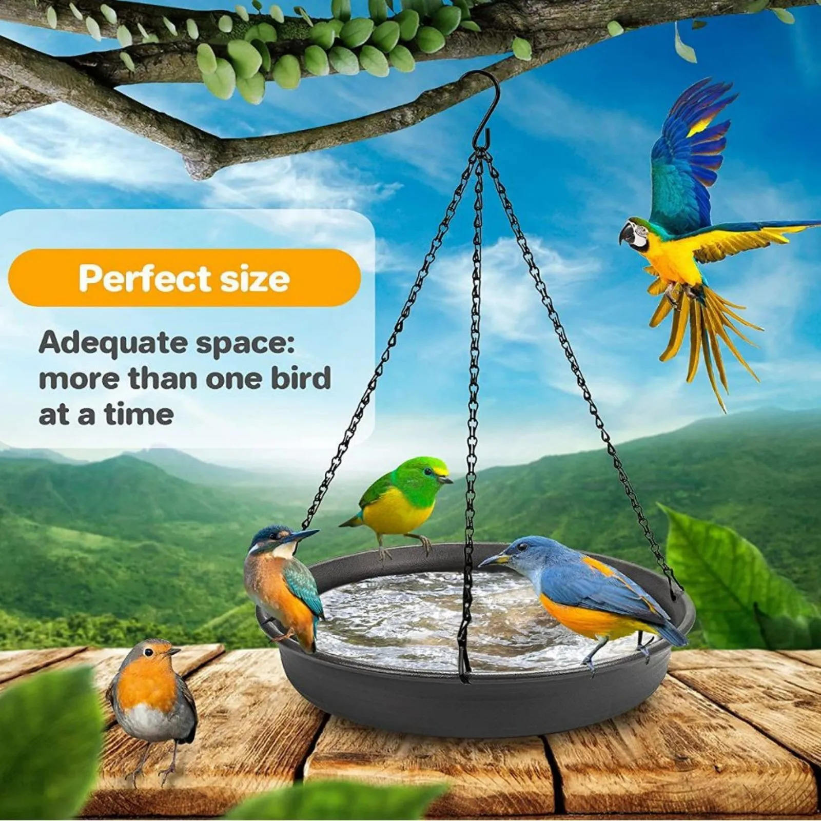 Bird Feeding Dish Tray Platform Feeder Bird Water Bowl Hanging Bird Bath for Outdoor Outside Patio Parrot Tree Decoration 250121