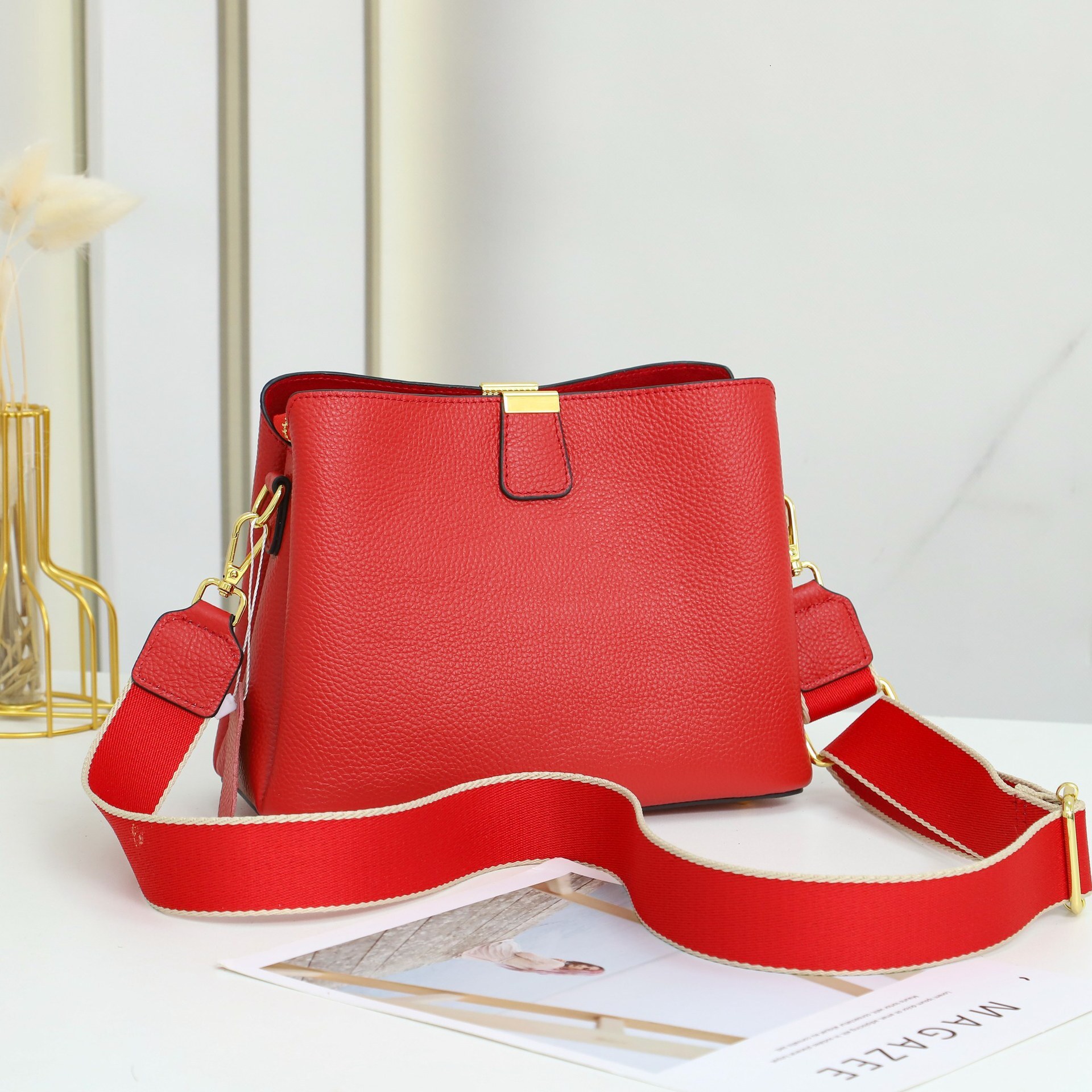 Bag Genuine Leather 2024 New Autumn And Winter Women's Versatile, Stylish, Simple, Top Layer Cowhide Handbag, Crossbody Bag For Women