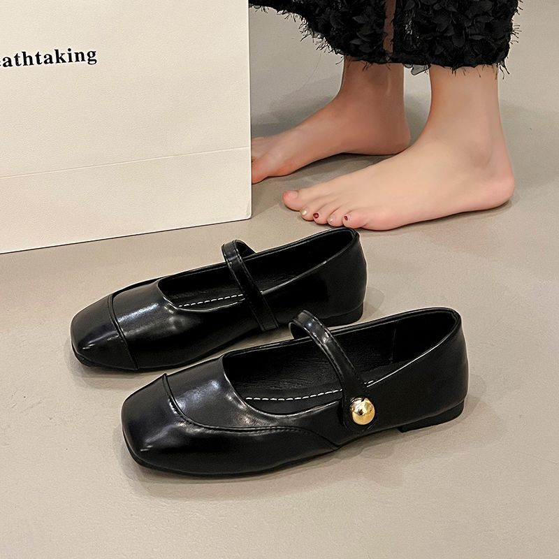 Women Casual Shoes Flat Bottom Square Toe Fashion Simple Style Versatile Mary Jane Shoes Triple Black Brown Free shipping